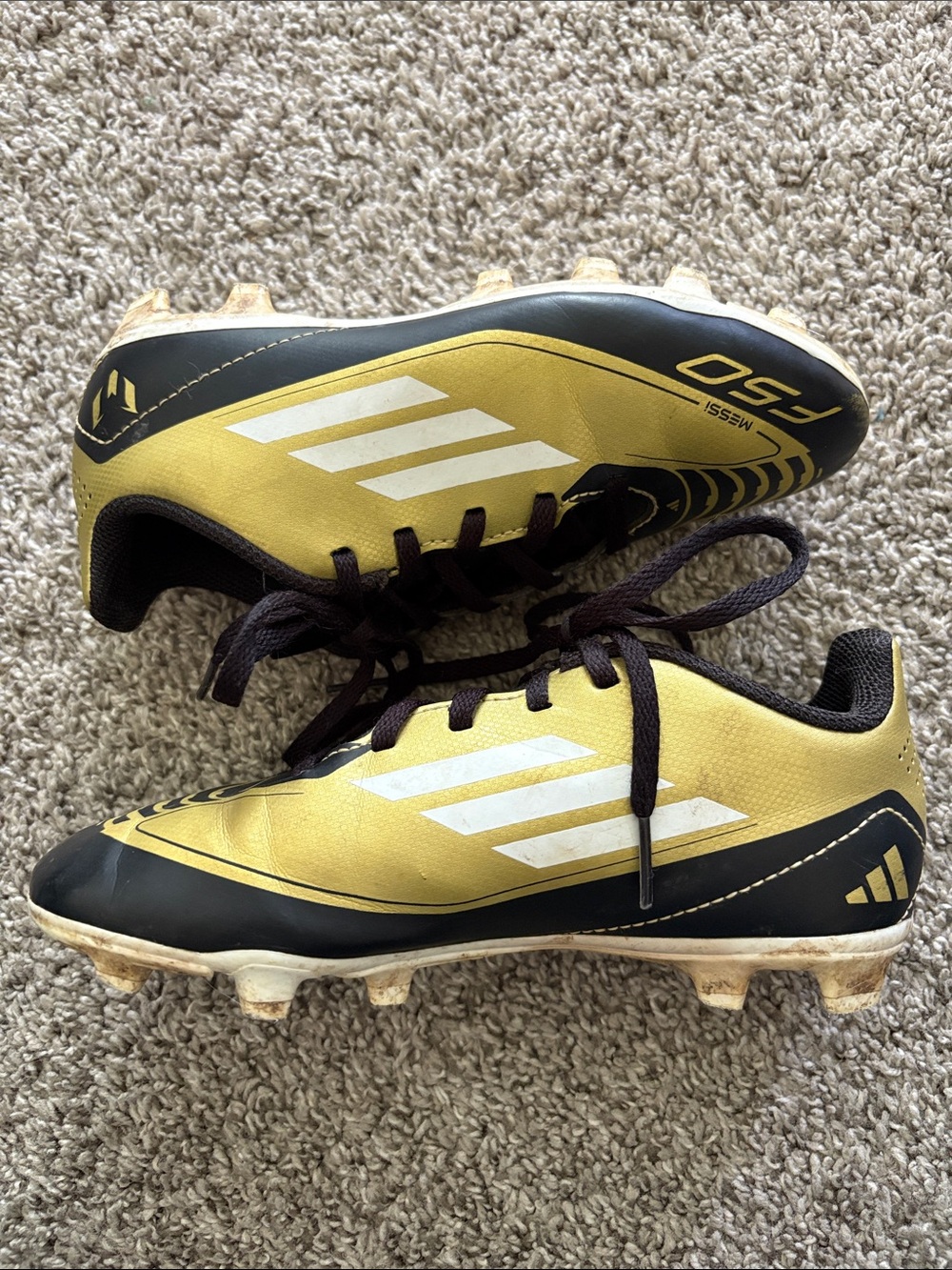 Adidas Kids Gold and Black Messi F50 Soccer Cleats - Picture 3 of 5